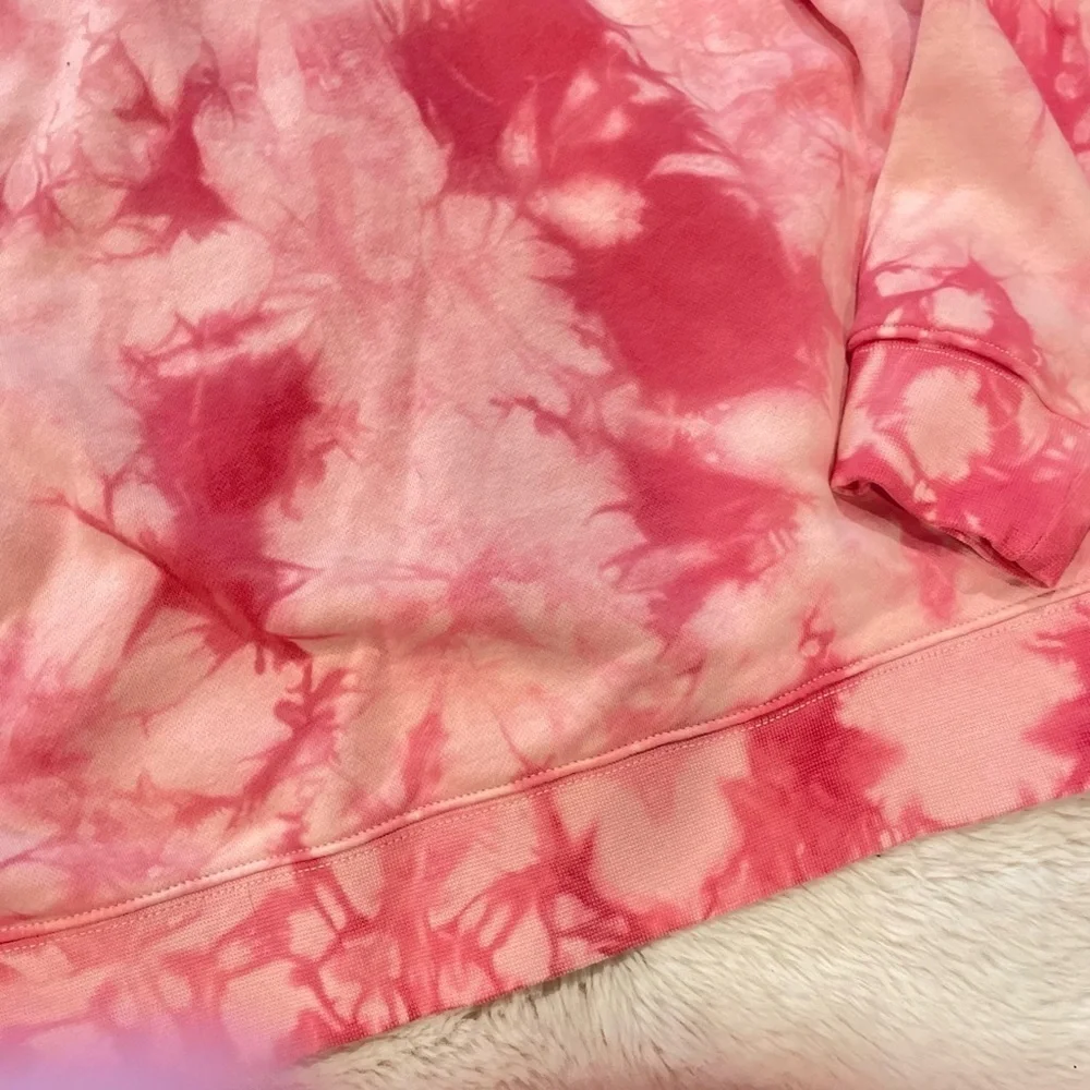 Gap Teen Pink Tie Dye Print Long Sleeve Pullover Hoodie Size 14/16